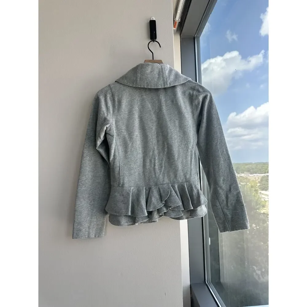 Ralph Lauren Gray Long Sleeve Ruffle-hem Jacket Kids Size 16 XL